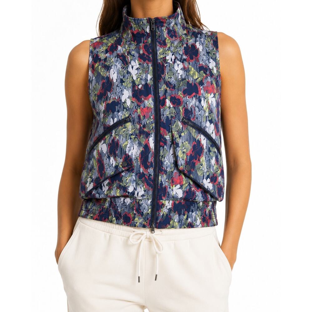 Free People Movement Floral Zip Front Utility Sleeveless Vest Women's Large